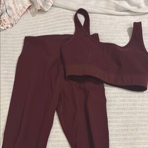 Women’s Burgundy Leggings & Sports Bra